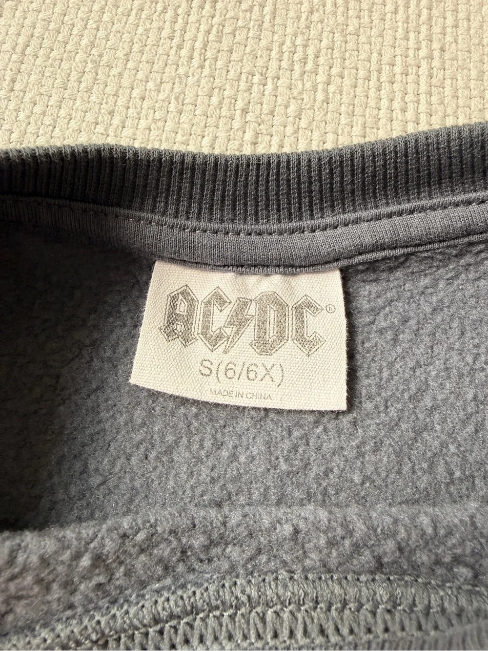 AC/DC Kids Dark Gray Cropped Sweatshirt with Multicolor Lightning Grid
